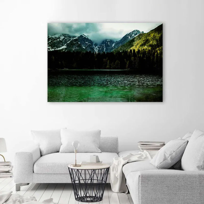 Feeby Leinwand Landschaft See Berge Wald Nebel Mehrfarbig B: 60 cm, H: 40 cm - Bild 2