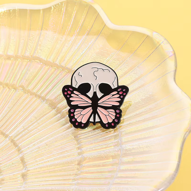 Miss Zoe Brosche, Schmetterling Skelett Schädel Emaille, Bunt, Kinder - Bild 2