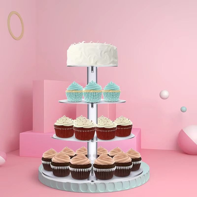 Transparentes 3-stufiges Acryl-Kuchenregal als abnehmbares Cupcake-Display für Hochzeiten und Geburtstagsfeiern - Bild 2