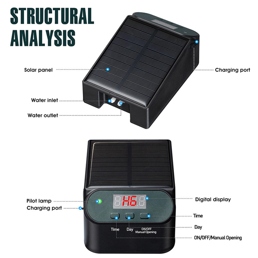 TOMTOP JMS Automatisches Solarbewässerungssystem mit 2200-mAh-Akku und 1,2 W Leistung in Schwarz - Bild 6