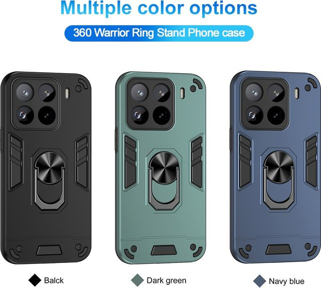 AKABEILA Stoßfeste Panzer-Metallring-Hülle für Xiaomi 14T 13T 12T 11T Pro 12 Lite 11 Lite 15 14 13 12 in Schwarz mit magnetischer Autohalterung - Bild 1
