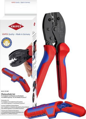 Knipex Photovoltaik-Installationsset mit ErgoStrip PV und PreciForce 53 mm in Rot - Bild 1