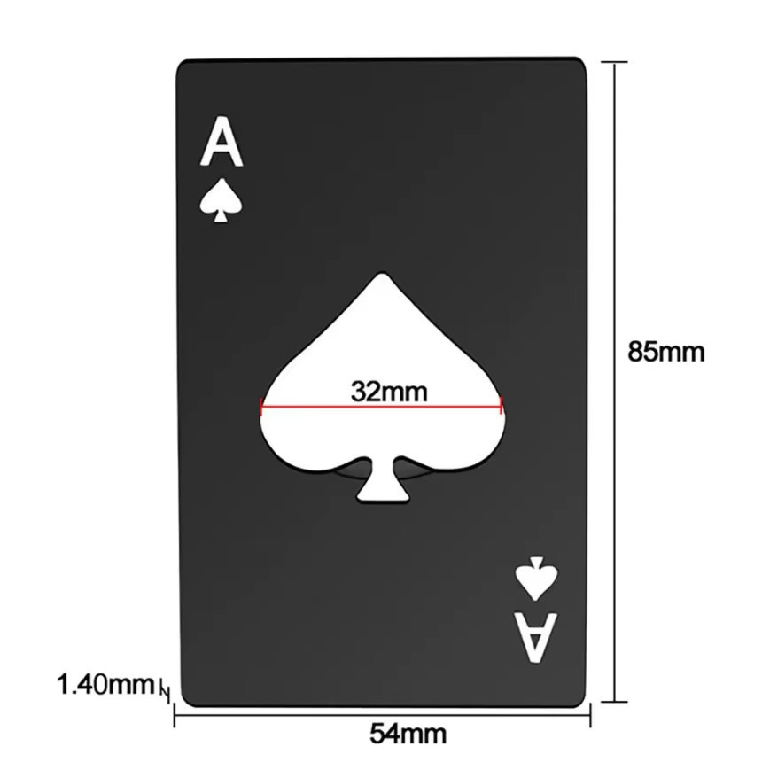 Edelstahl Flaschenöffner in Poker Ace Form, Silber, Metall Dosenöffner im Kreditkartenformat - Bild 5