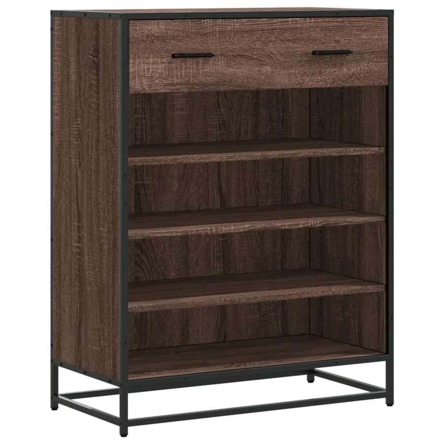 vidaXL Schuhschrank Eiche Braun aus Holzwerkstoff und Metall, B/T/H: 75 x 38 x 97,5 cm - Bild 2