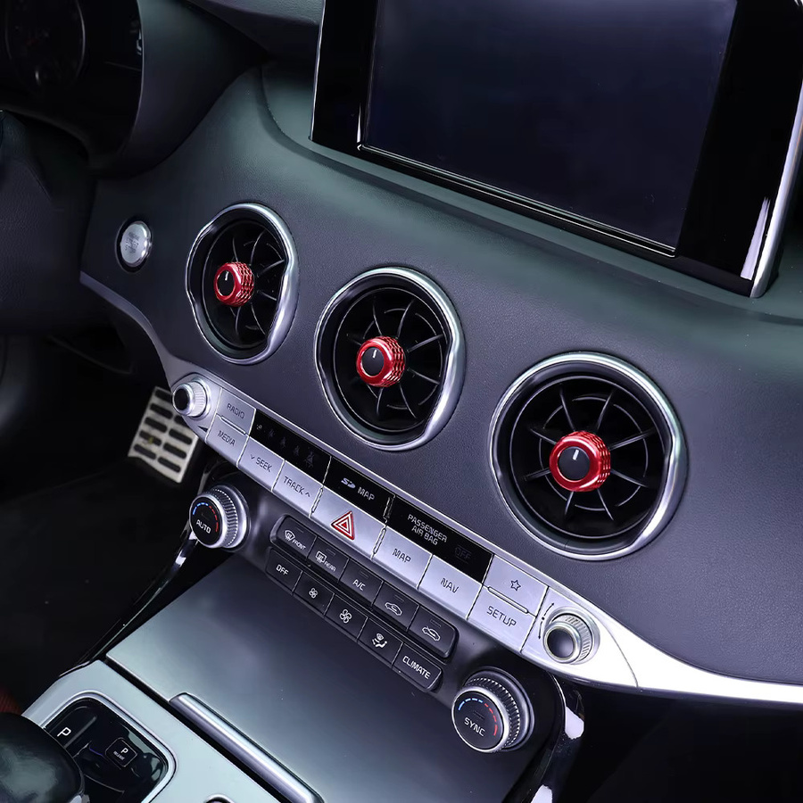 TYWZ Dashboard Zierleisten Set für Kia Stinger 2018-2023 aus Aluminium in Rot, 5-teiliges Set für AC-Lüftungsdüsen und Mittelkonsole - Bild 3