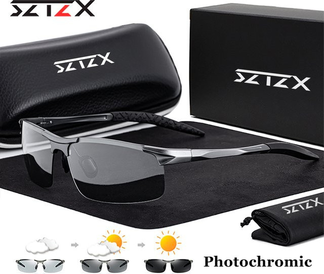 Sztzx Sportsonnenbrille, randlos, Aluminium, grau, Männer, polarisiert - Bild 1