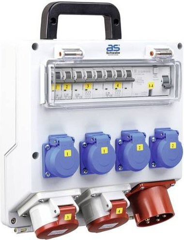 AS Schwabe CEE Stromverteiler FIXO 3 in Weiß, 400V, 16A, 3-Phasen, wandmontierbar - Bild 1