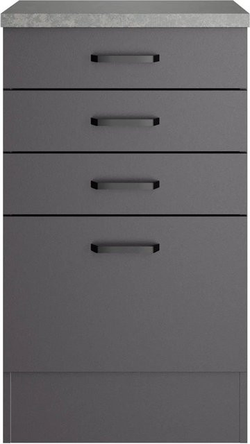OPTIFIT Unterschrank Kiel420 mit 3 Schubkästen, Anthrazit Matt, B/T/H: 50 x 50 x 88 cm - Bild 1