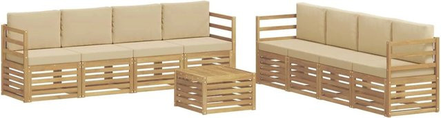 vidaXL Sofagarnitur aus Massivholz Akazie in Beige mit Latten-Design und Armlehnen - Bild 1