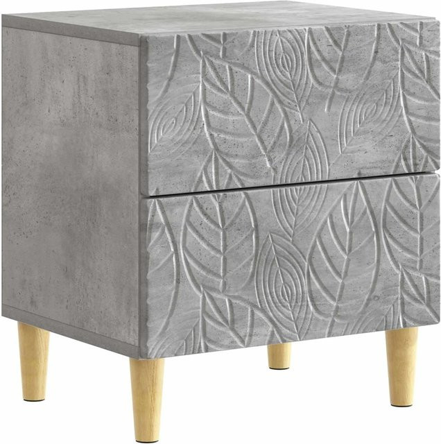 vidaXL Nachttisch in Betongrau aus Holzwerkstoff und Eukalyptus, modern, B/T/H: 43 x 34,5 x 48 cm - Bild 1