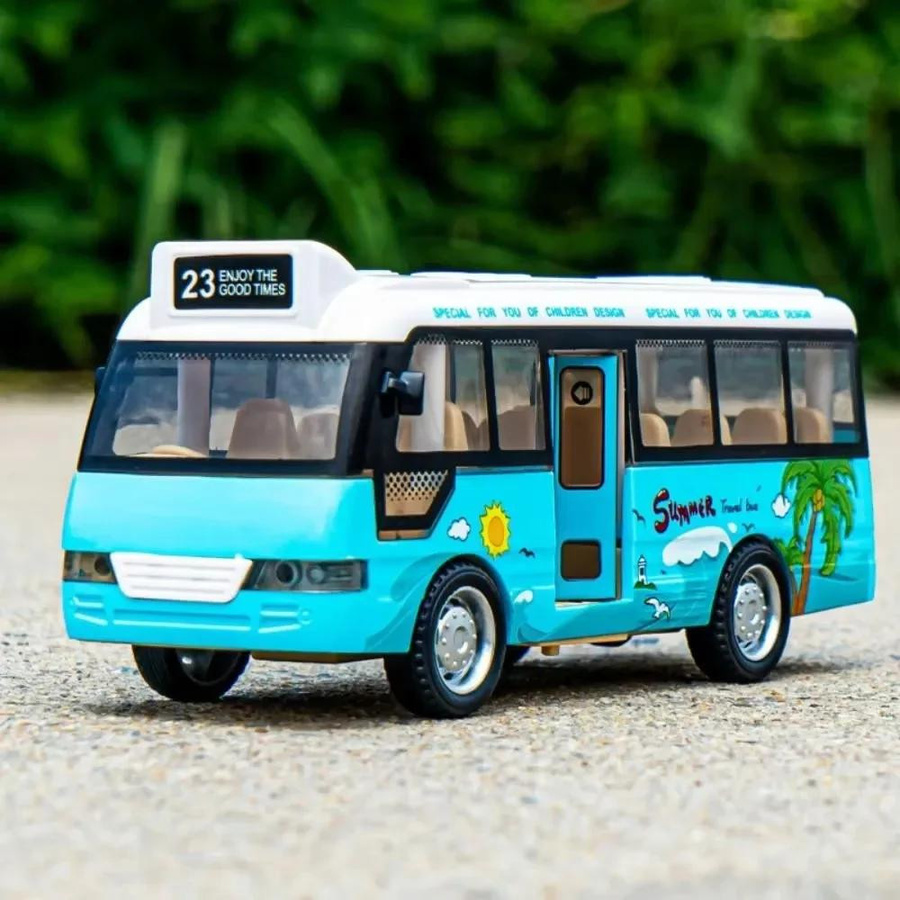 Yiran toy Schulbus Miniaturfahrzeug mit Ton & Licht blau ab 4-6 Jahre - Bild 4