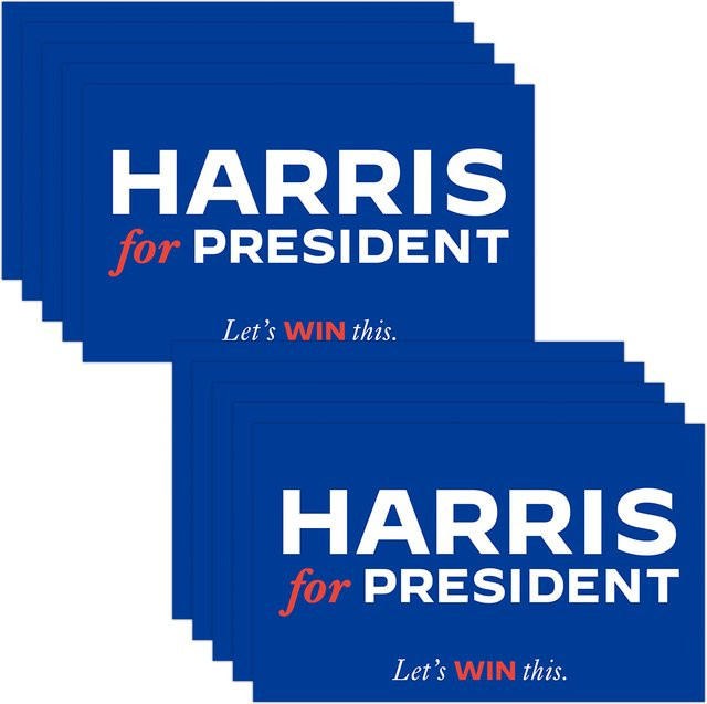 Wasserdichter Vinyl Aufkleber Kamala Harris für Präsident in Blau für Auto und Flaschen - Bild 1