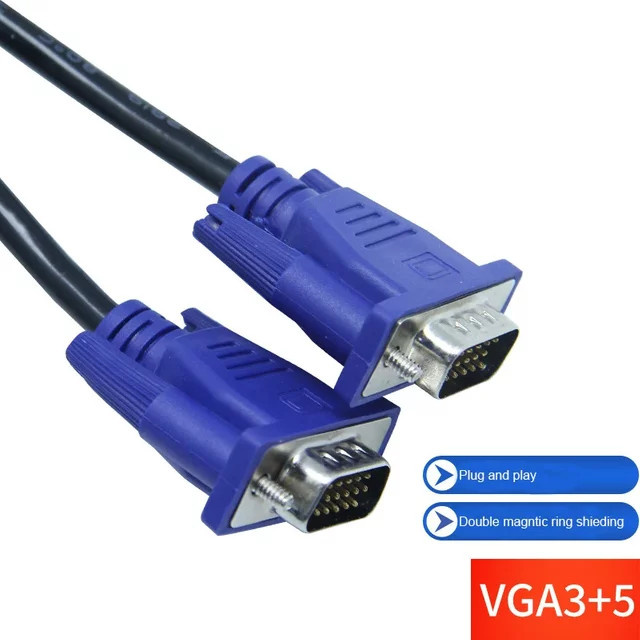 Jiansu VGA-zu-VGA-Kabel in Schwarz mit 15-poligem Stecker auf Stecker für Computer, Monitor und Projektor - Bild 1