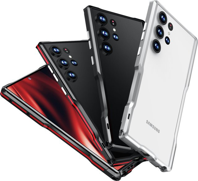 Stoßfeste Aluminium Bumper Schutzhülle aus Metall für Samsung Galaxy S24 Ultra und S25 Ultra in Silber oder Schwarz - Bild 1