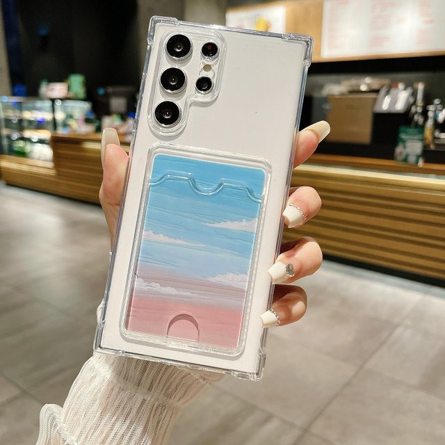 Transparente Silikonhülle mit Kartenhalter für Samsung Galaxy S24 S23 S22 S21 Ultra Plus S20 FE A55 A35 A25 A15 A54 A34 A14 - Bild 1