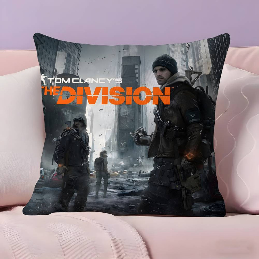 Kissenbezug Tom Clancys The Division 2 aus ultraweichem Peach Skin Stoff mit verdecktem Reißverschluss, B/B: 18 x 18 cm - Bild 1