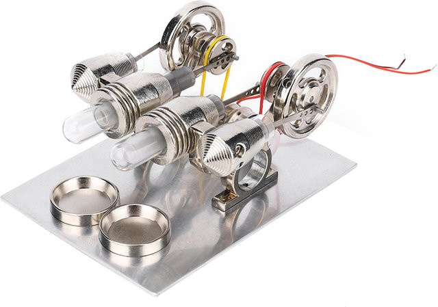 4-Zylinder-Stirlingmotor, Miniatur-Heißluftgenerator, Physiklabor-Lehrmodell, Weiß - Bild 1