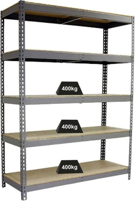 PROREGAL Schwerlastregal Extrem Wood Yeti Five in Grau mit 5 verstellbaren Fachböden, H x B x T: 300 x 120 x 60 cm - Bild 1