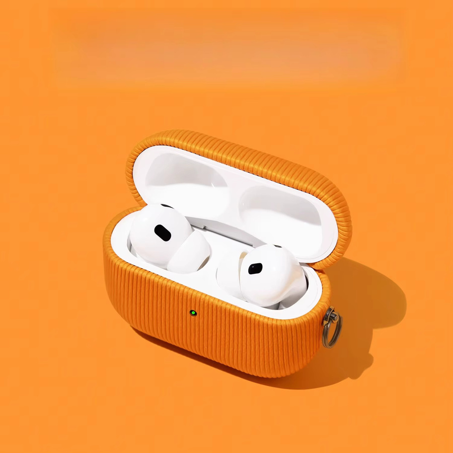 Leder Soft Case Schutzhülle Anti-Drop für Apple AirPods 1 2 3 4 Generation in Orange - Bild 1