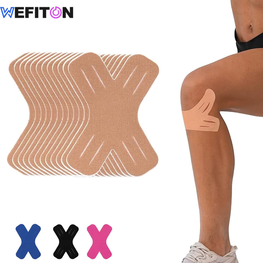 10 Stück WEFITON Kinesiologie-Tape in Schwarz, vorgeschnittenes elastisches X-förmiges Sport-Klebeband für Sport und Muskelzerrung, Unisex - Bild 2