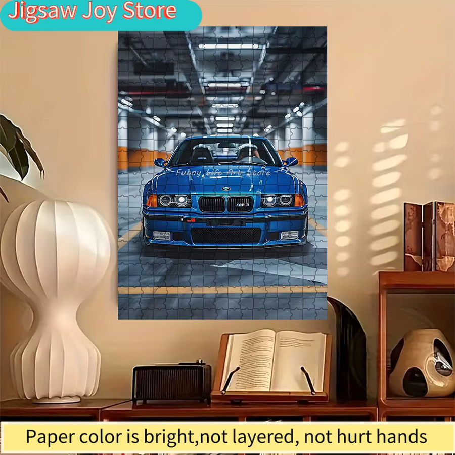 Rastar BMW M3 Sportwagen mit Parkgaragen-Szene, Papier-Puzzle, Blau - Bild 3