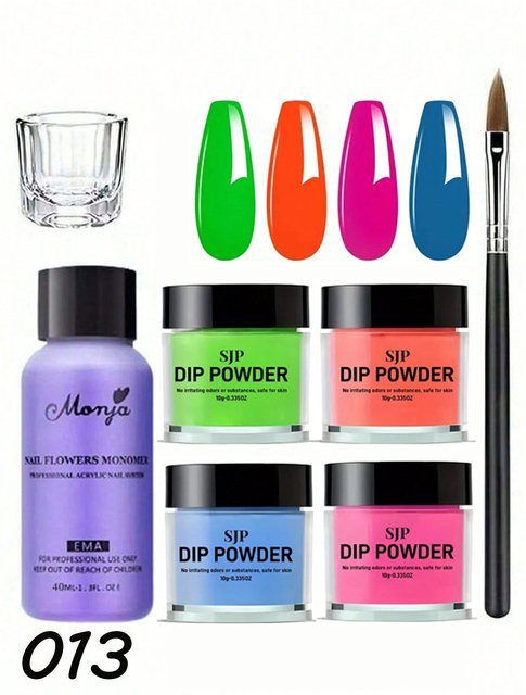 SJP Acryl Pulver Set, Kristall Acryl Flüssigkeit, Nagelbürste, Schimmernd - Bild 1