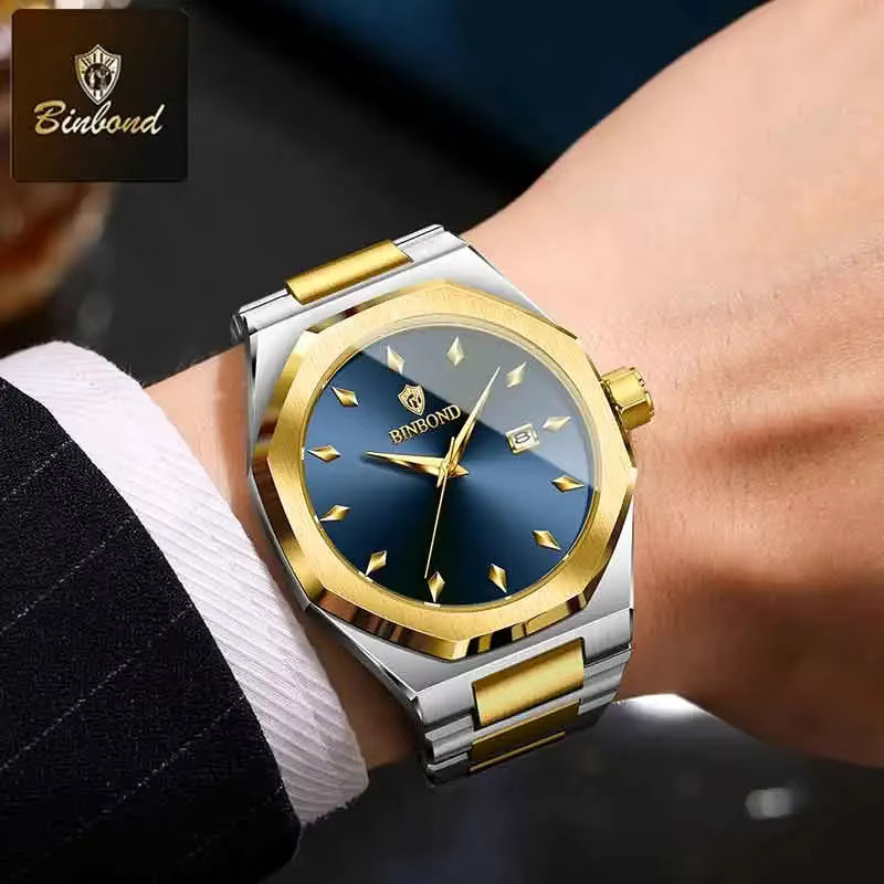 BINBOND Armbanduhr Quarz, Edelstahl, Blau, Herren - Bild 2