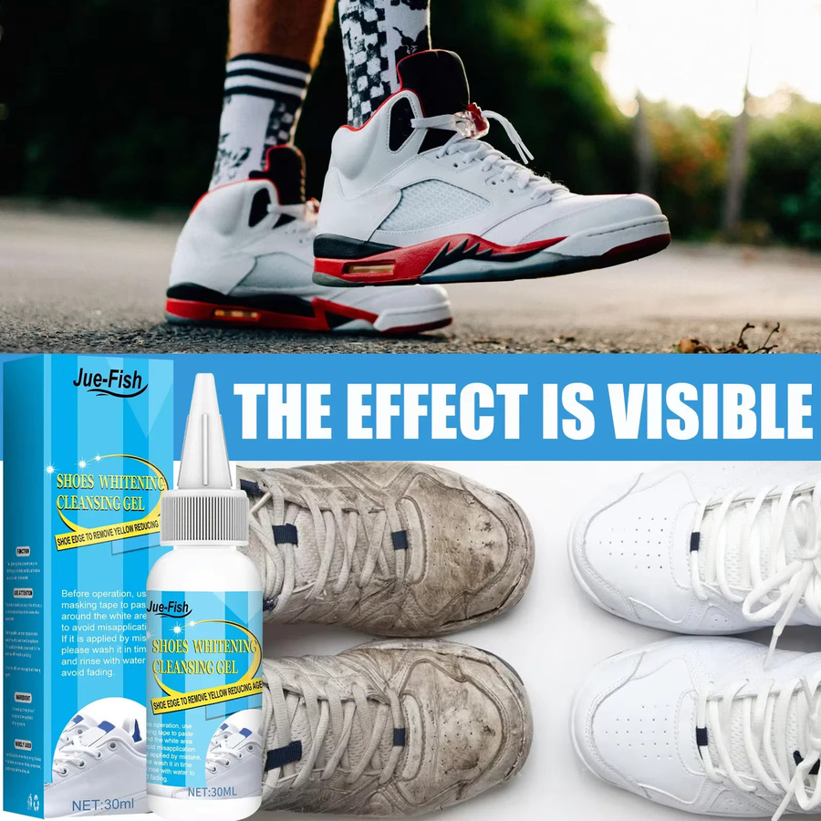 Jue-Fish Weißes Schuh-Reinigungsgel-Set zur Flecken- und Schmutzentfernung für Sneaker, 30 ml - Bild 2