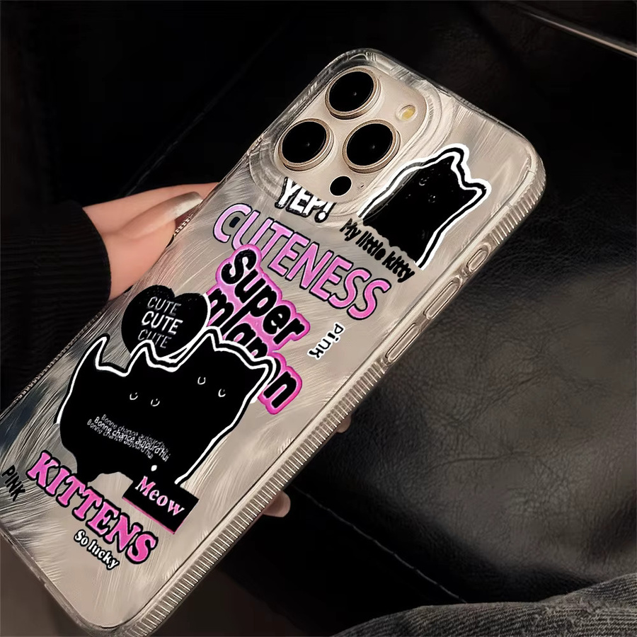Stoßfeste Silikon Handyhülle mit Kätzchen-Design für Apple iPhone, transparent - Bild 2