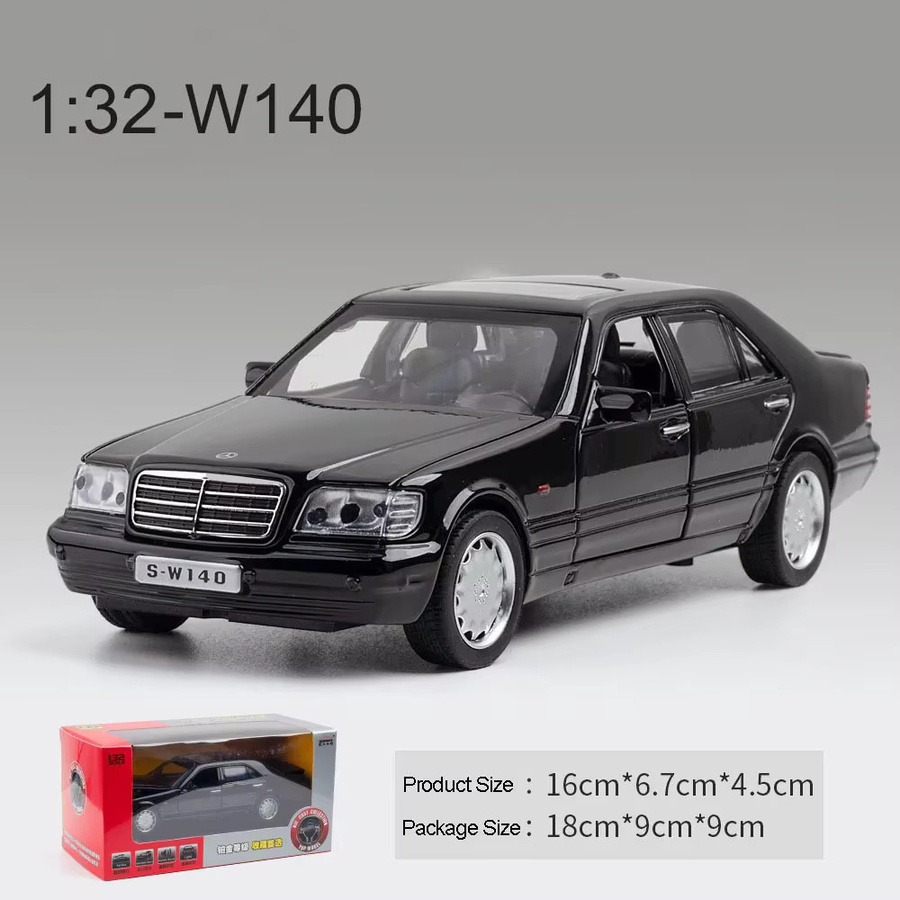 S-W140 Legierung Diecast Auto Modell, 1:32, Metall, Kunststoff, Gummi, Zurückziehen Funktion - Bild 4
