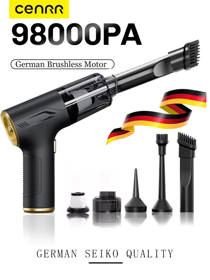 CENRR Mini-Autostaubsauger, tragbarer kabelloser Handstaubsauger in Schwarz mit starker Saugkraft für die Reinigung von Fahrzeugen und Haushaltsgeräten - Bild 6