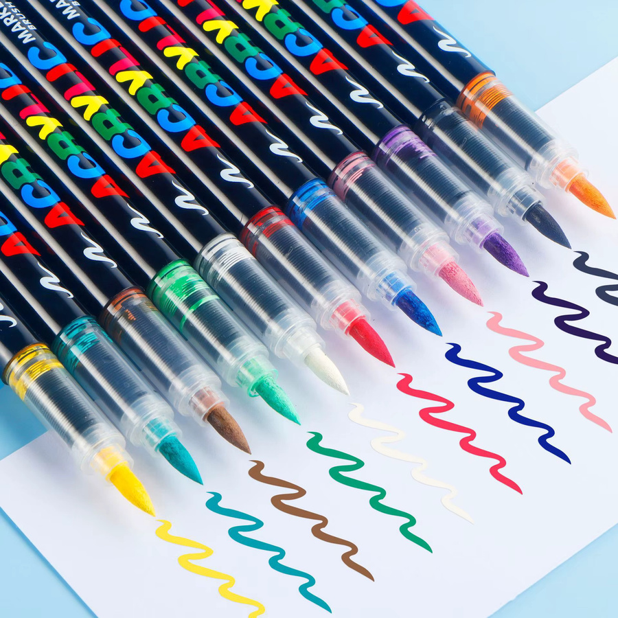 Haile Acrylmarker Set mit Pinselspitze in Multicolour für DIY Handwerk auf Stein Holz und Leinwand - Bild 4