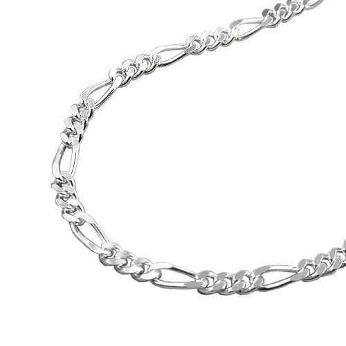 SIGO Fußkette Figaro, 925 Silber, diamantiert, Unisex, 38 cm - Bild 1