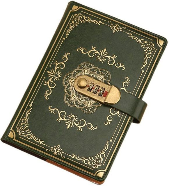 Abschließbares Geheimtagebuch von Henglinpar aus grünem PU-Leder, A5 Notizbuch mit 100 Blatt für Schüler - Bild 1