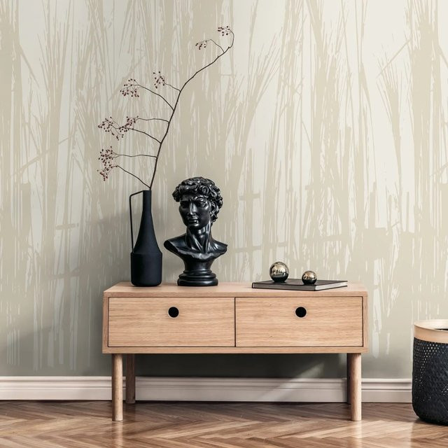 PROFHOME Fototapete Floral in Beige und Perl-Weiß, florales Wandbild aus Vlies, Breite: 159 cm, Höhe: 280 cm - Bild 1