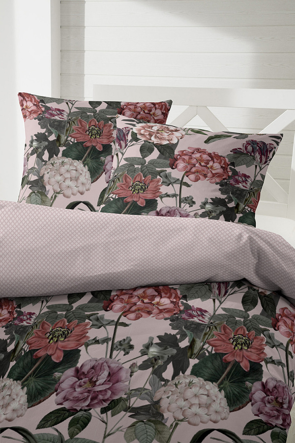 Primera Mako-Satin Bettwäsche mit Blumenmuster in Altrosa, wendbar, B/H: 155 x 220 cm und 80 x 80 cm - Bild 1
