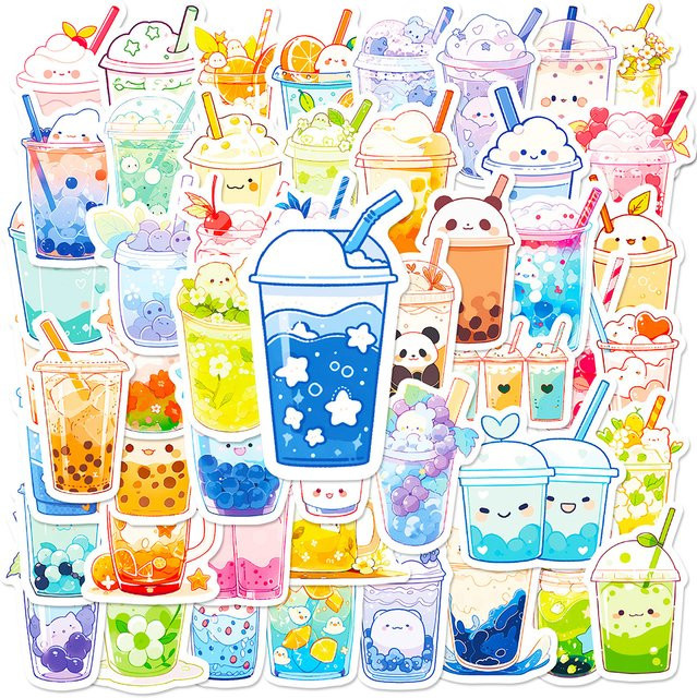 Charile Kawaii Perle Milch Tee Aufkleber, Cartoon Kinder Aufkleber, Multicolour - Bild 1