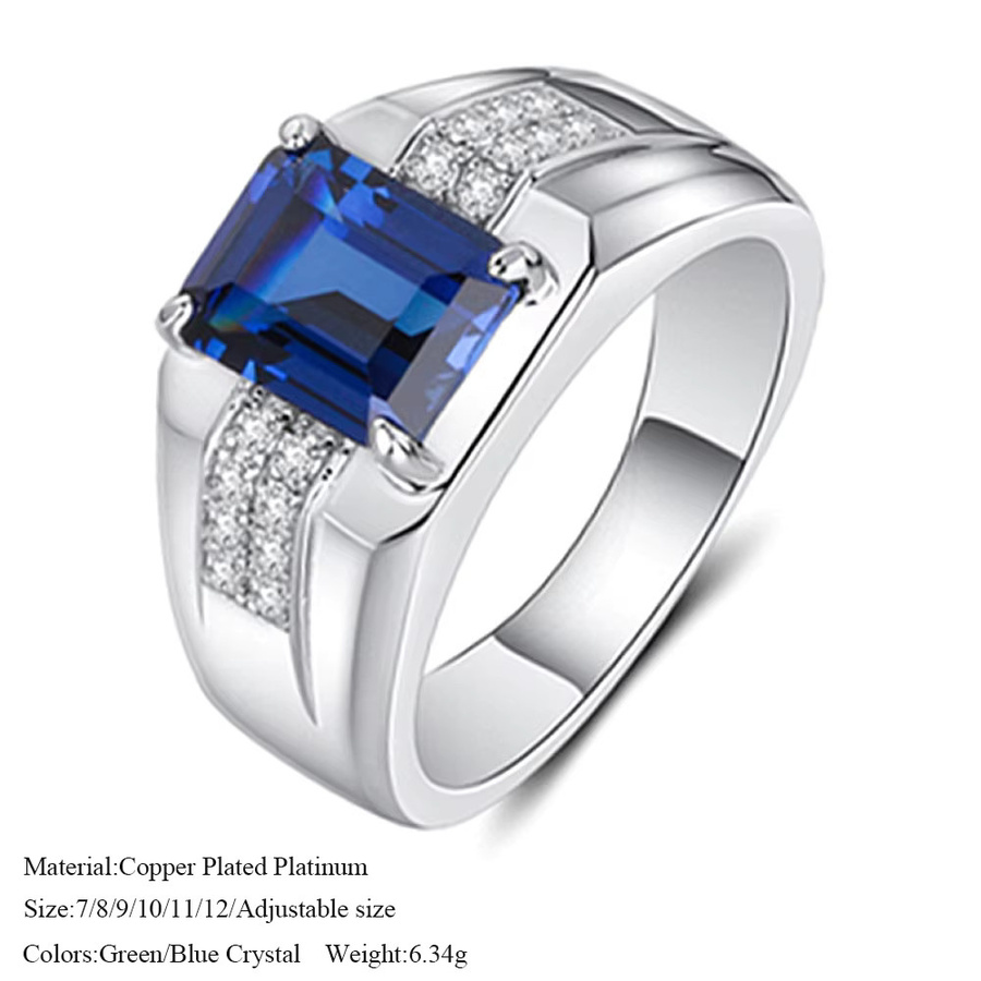 Ring CXQNEWA, Kupfer, Platin überzogen, Zirkonia, Herren - Bild 4