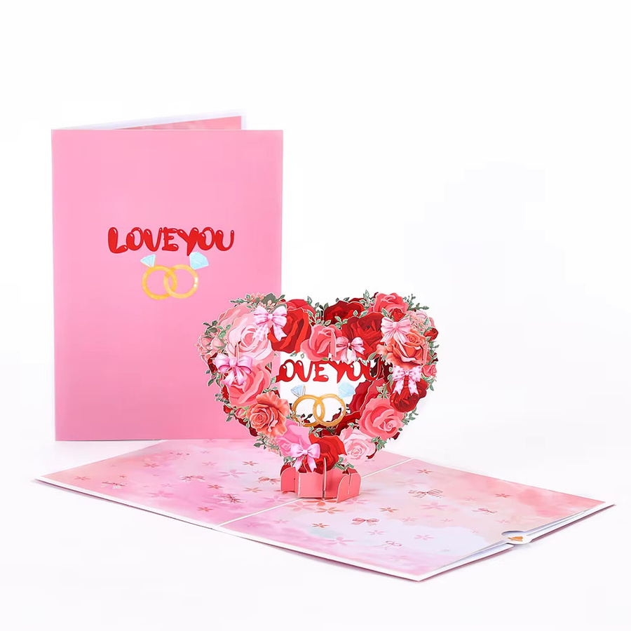 Opjoys 3D-Herzkranz-Grußkarte I Love You aus Papier für Geburtstage und Jubiläen - Bild 2