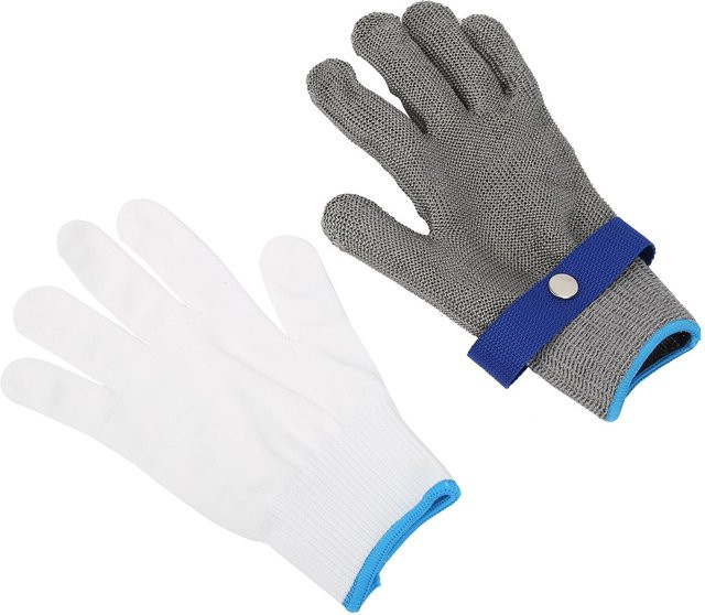 TOMTOP JMS Anti-Schneid-Stahlhandschuhe Level 5 aus Edelstahl in Grau, Größe XXXL - Bild 1