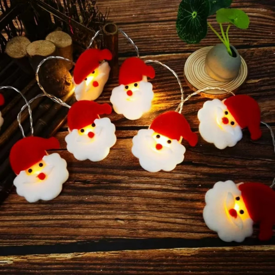 Peach Forest Weihnachtliche Santa Claus Lichterkette mit 10 oder 20 LEDs für Haus und Garten, batteriebetrieben - Bild 2