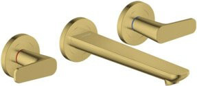 Hansgrohe Axor Citterio C Waschtischarmatur 3-Loch Wandmontage in Gold mit schwenkbarem Auslauf, Ausladung: 19,3 cm - Bild 1