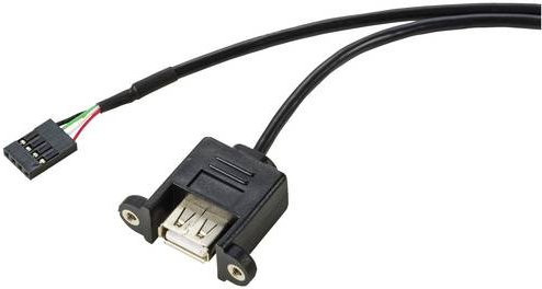 Renkforce USB 2.0 Kabel mit 4-poligem Pfostenstecker und USB-A Buchse, Schwarz, Länge: 0,60 m - Bild 1