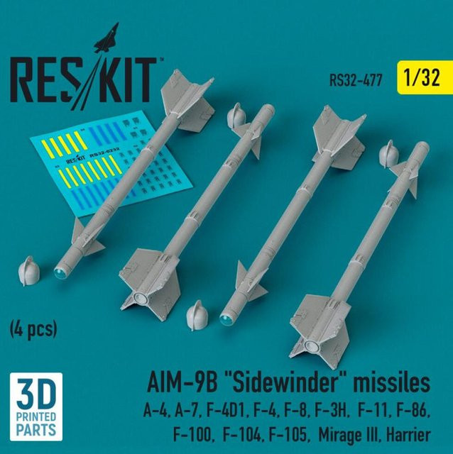 ResKit Models AIM-9B Sidewinder missiles, 4-teiliges Set, 3D Printed - Bild 1