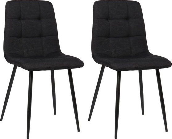 2er Set Esszimmerstühle TPFLiving Till aus Stoff und Metall in Schwarz matt