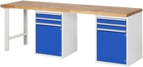 Rau Werkbank 7503A8 mit 4 Schubladen und 2 Türen, Mehrfarbig, B: 250 cm, T: 70 cm, H: 84 cm - Bild 1