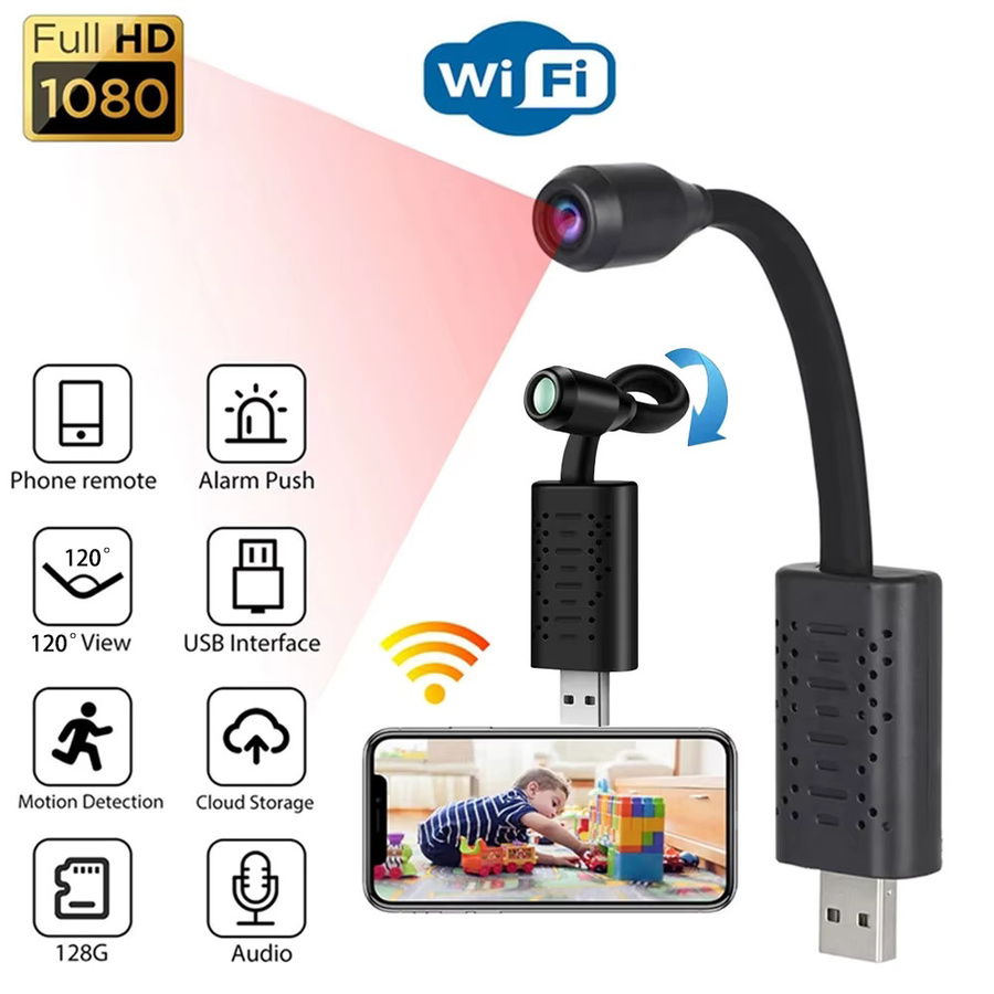CUGUU Mini-Kamera HD 1080P WLAN Camcorder mit 128GB Speicher, tragbarer drahtloser Videorekorder in Schwarz mit P2P-Fernansicht - Bild 2