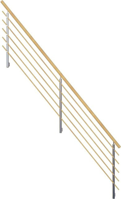 StarWood Design-Geländer aus Fichte mit Rundhandlauf in Braun und Silber - Bild 1