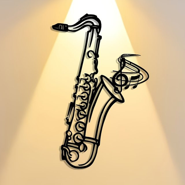 CIFBUY Wanddekoration aus Metall mit Saxophon-Motiv in Schwarz - Bild 1