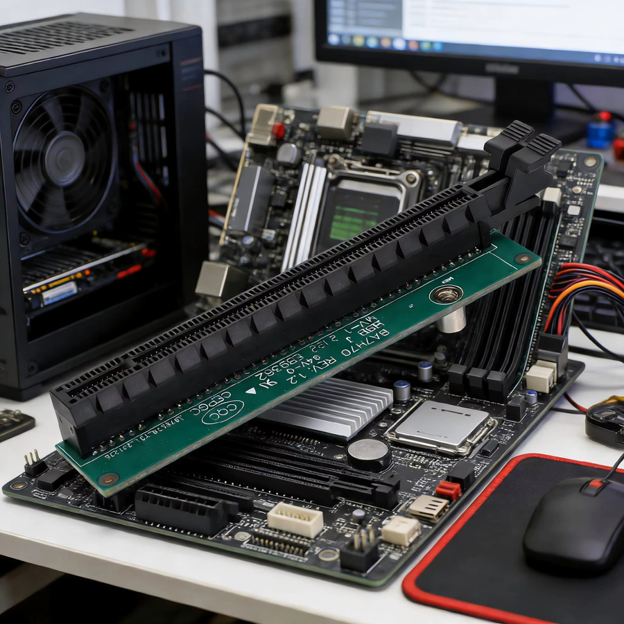 Qiilu PCIe x16 Grafikkarten-Riser-Karte 4-Port GPU-Adapterplatine in Grün für Tiny5 M920x M720q P330 - Bild 4